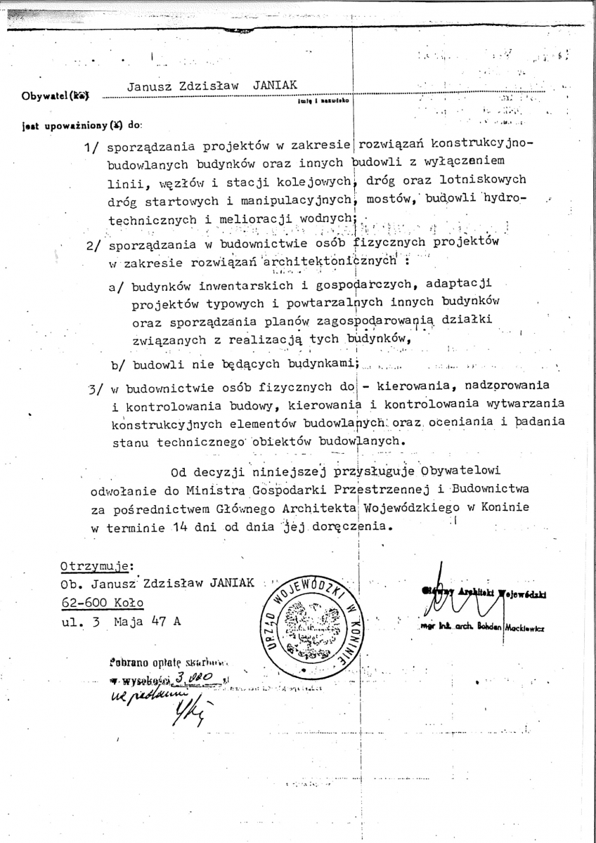 decyzja o nadaniu uprawnień do projektowania w specjalności konstrukcyjno-budowlanej bez ograniczeń 2